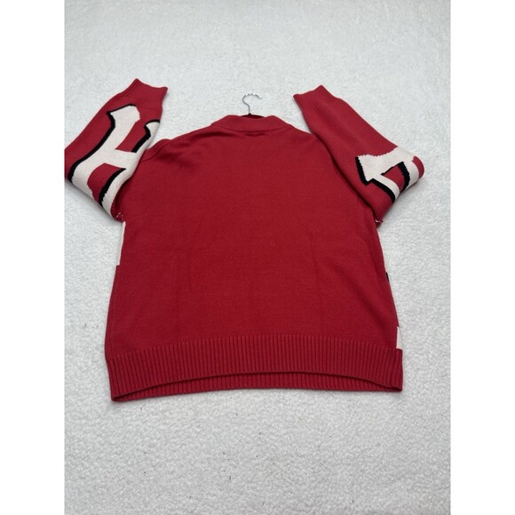 Anthropologie Maeve Sweater Oversize Red Graphic Monogram Comfy Boho Sz XXS NWT - Picture 12 of 13